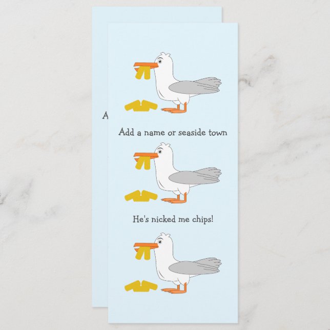 Seagull He's Nicked Me Chips Personalised Town Invitation (Front/Back)