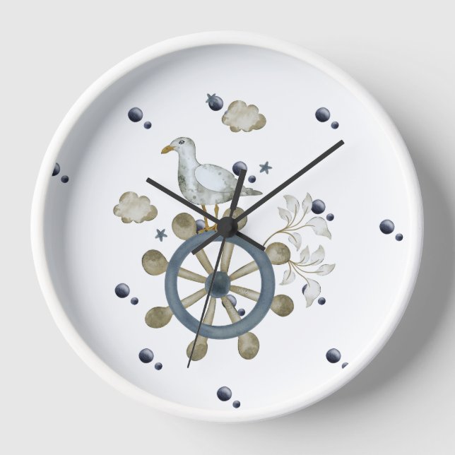 Seagull Hitching A Ride  Clock (Front)