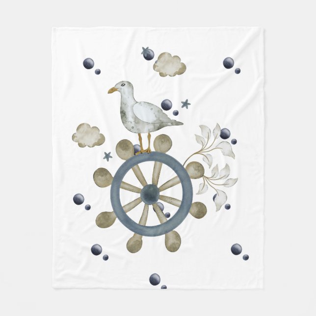 Seagull Hitching A Ride Fleece Blanket (Front)