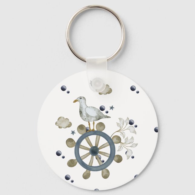 Seagull Hitching A Ride Keychain (Front)