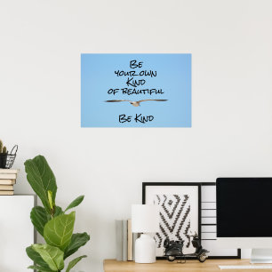Seagull in Flight be Kind Blue Poster