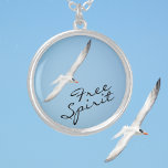 Seagull in Flight Blue Sky Free Spirit Silver Plated Necklace<br><div class="desc">Inspired by the freedom of seagulls in flight against a clear blue sky,  this necklace can inspire and acknowledge the free spirit of the woman who wears this beautiful treasure.

All images are original coastal seabird photography by JLW_PHOTOGRAPHY</div>