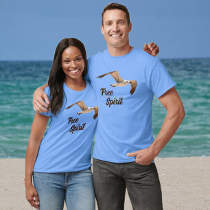 Seagull in Flight Free Spirit Coastal Photographic T-Shirt