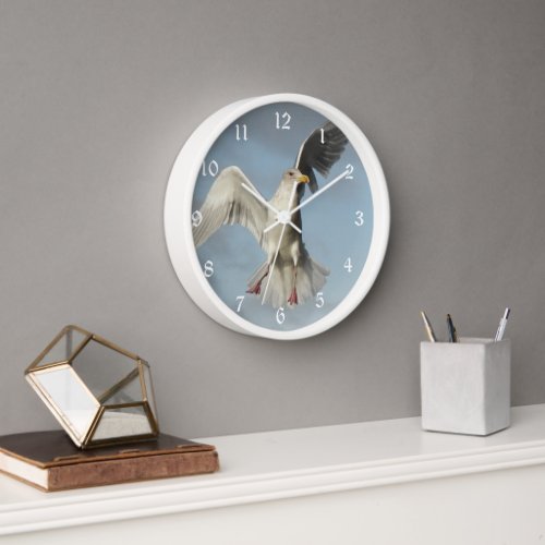 Seagull in Flight Photo Wall Clock