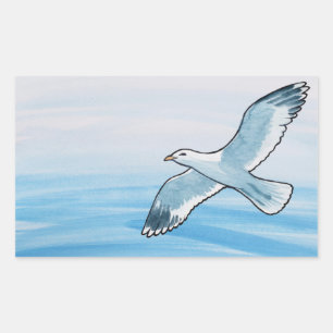 Seagull in Flight Rectangular Sticker