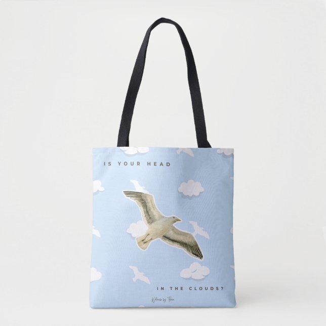 Seagull in the Clouds watercolor Tote Bag (Front)