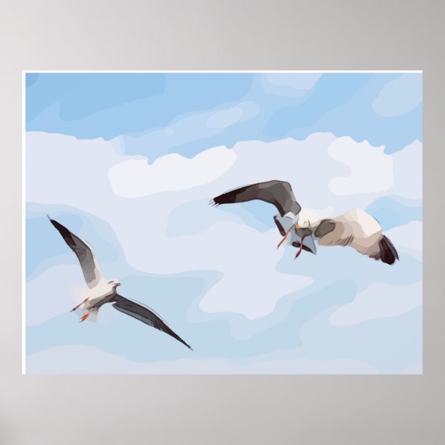 Seagull is flying in the sky poster (Front)