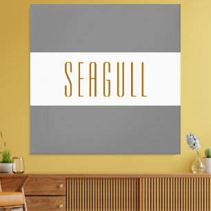 SEAGULL Medium Gray White Wide Summer Stripes Canvas Print
