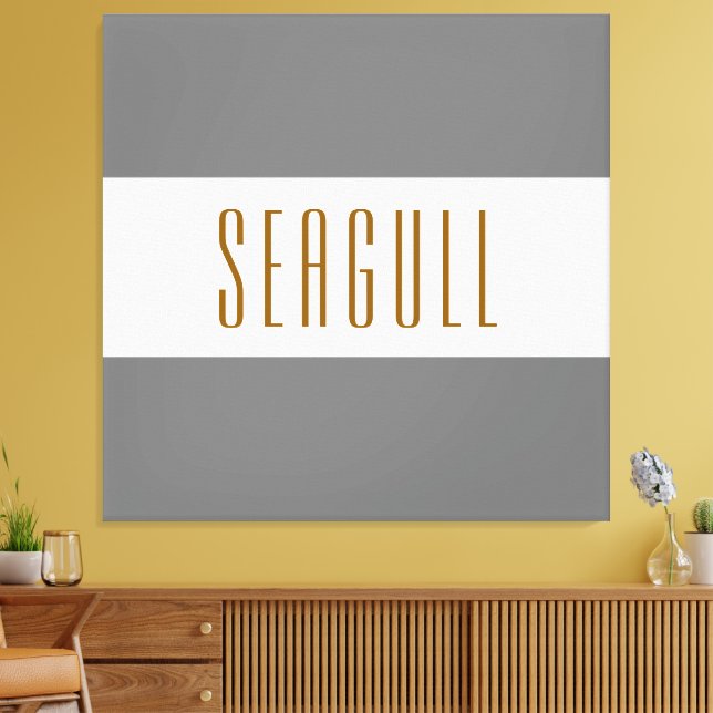 SEAGULL Medium Gray White Wide Summer Stripes Canvas Print (Insitu(LivingRoom))