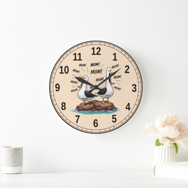 Seagull Mom Funny Personalized Large Clock (Home)