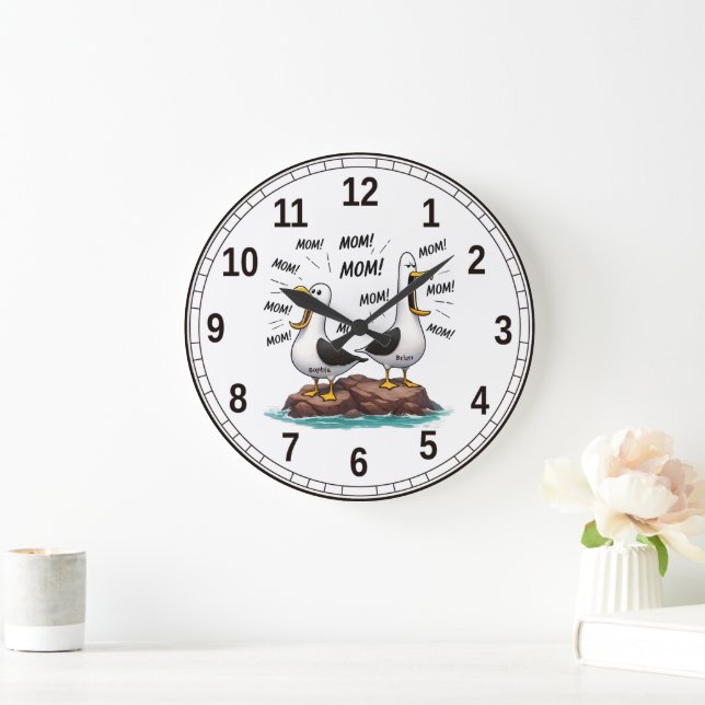 Seagull Mom Funny Personalized Large Clock (Home)
