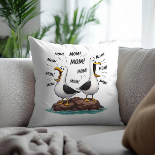 Seagull Mom Funny Personalized Throw Pillow