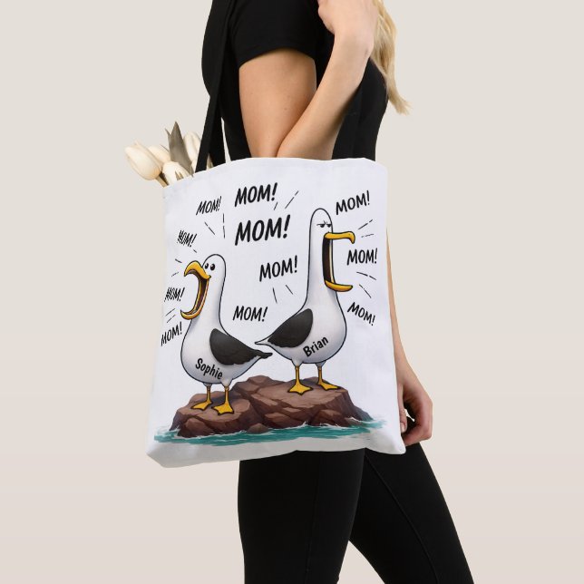 Seagull Mom Funny Personalized Tote Bag (Close Up)