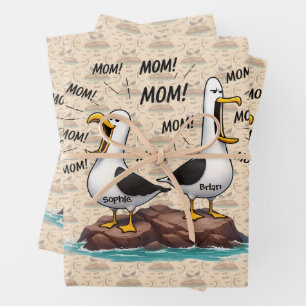 Seagull Mom Funny Personalized Wrapping Paper Sheets