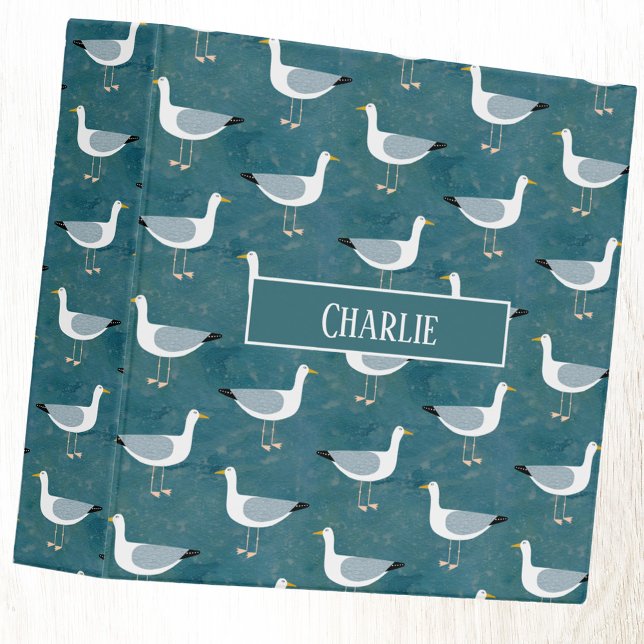 Seagull Name 3 Ring Binder (Fun personalized custom name seagull 3 ring binder)