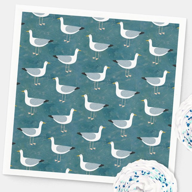 Seagull Napkins (Fun nautical seagull party paper napkins)