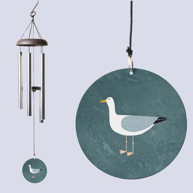 Seagull Nautical Bird Wind Chime (Fun seagull nautical coastal wind chime)