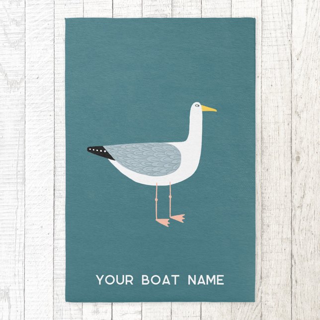 Seagull Nautical Boat Name Rug (Seagull Boat Name indoor or outdoor rug or mat)