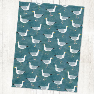Seagull Nautical Fleece Blanket
