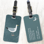 Seagull Nautical Luggage Tag<br><div class="desc">A cheeky seagull standing by the teal green ocean. Perfect for those who love birds and the coast.
Change the contact details on the back.</div>