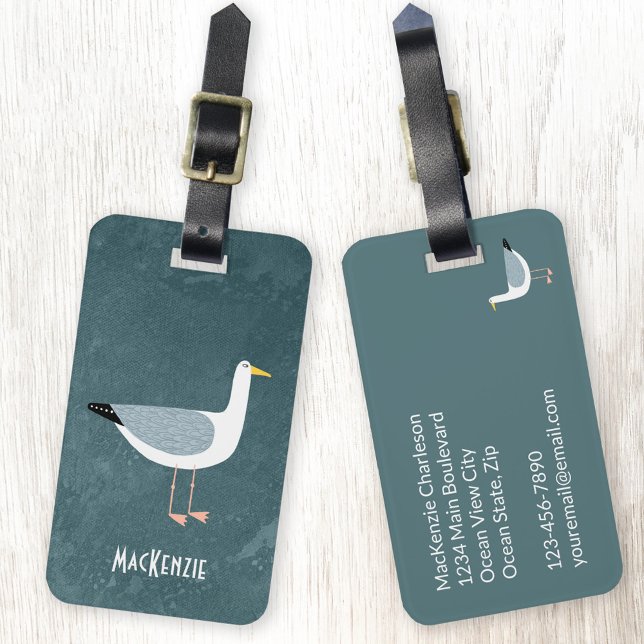 Seagull Nautical Personalized Luggage Tag (Seagull personalized fun luggage tag)