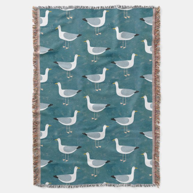 Seagull Nautical Throw Blanket (Front Vertical)