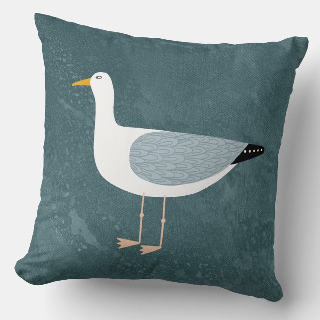 Seagull Nautical Throw Pillow (Creator Uploaded)