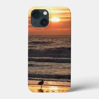 Seagull Ocean Shoreline At Sunset Iphone 13 Mini Case by beachcafe at Zazzle