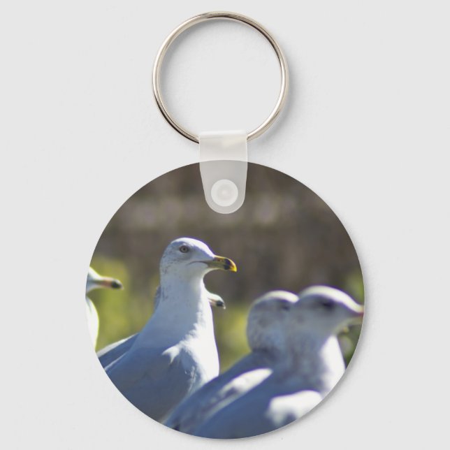 Seagull on a Rail Keychain (Front)