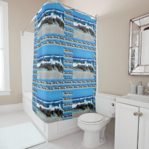 Seagull On Beach Rocks, Shower Curtain