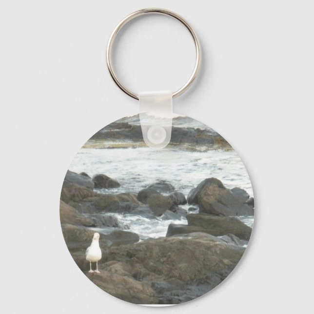 Seagull on rocks keychain (Front)