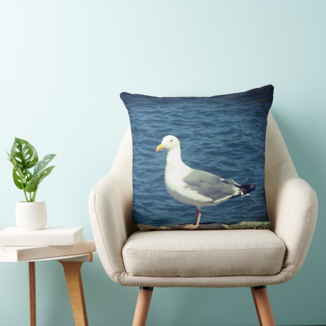 Seagull On The Bay Throw Pillow (Chair)