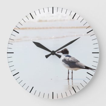 Seagull On The Beach Large Clock by ICandiPhoto at Zazzle