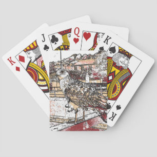 Seagull on the bridge in Hythe Poker Cards