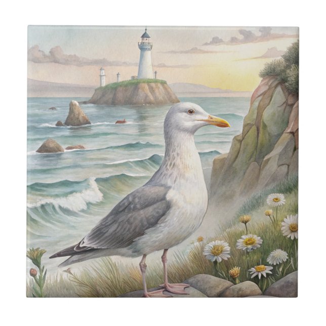 Seagull on The Coast Ceramic Tile (Front)