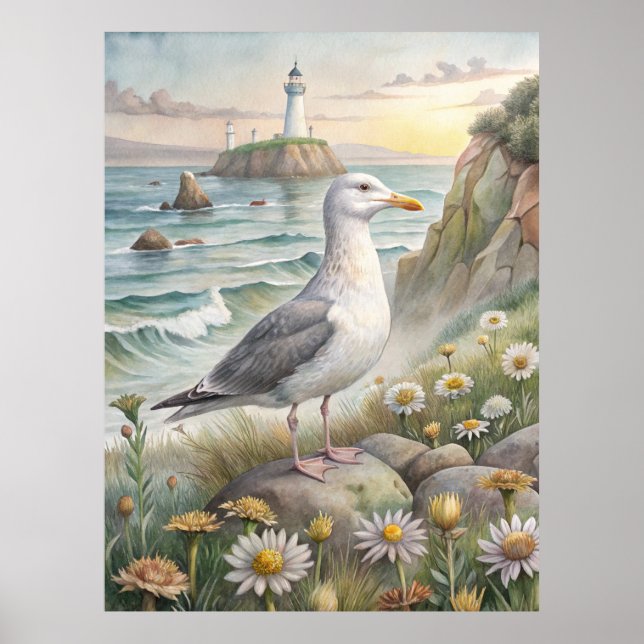 Seagull on The Coast Poster (Front)