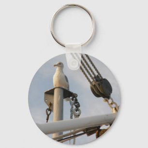 Seagull on the Rigging of a Boat Keychain