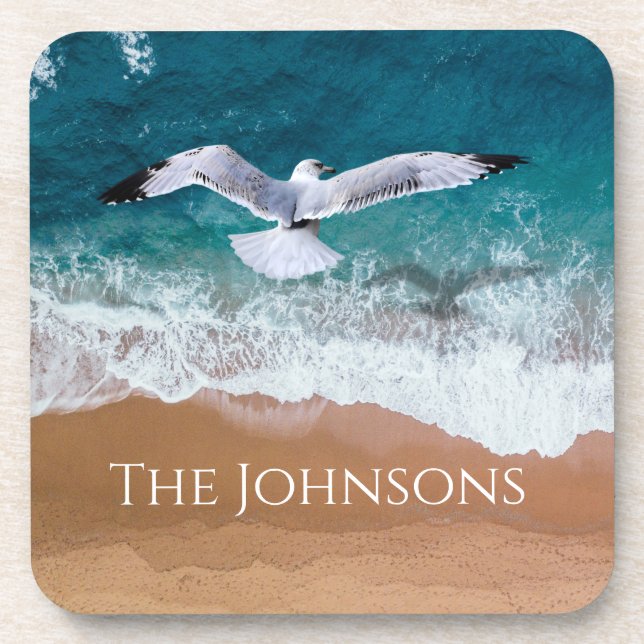Seagull over the Sea Shore Beverage Coaster (Front)