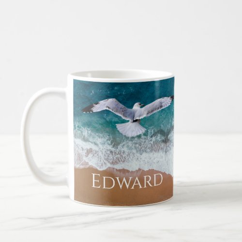Seagull over the Sea Shore Coffee Mug