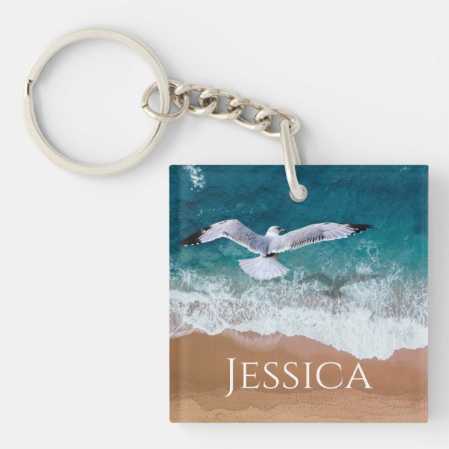 Seagull over the Sea Shore Keychain (Front)