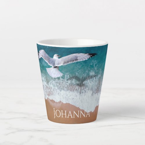 Seagull over the Sea Shore Latte Mug