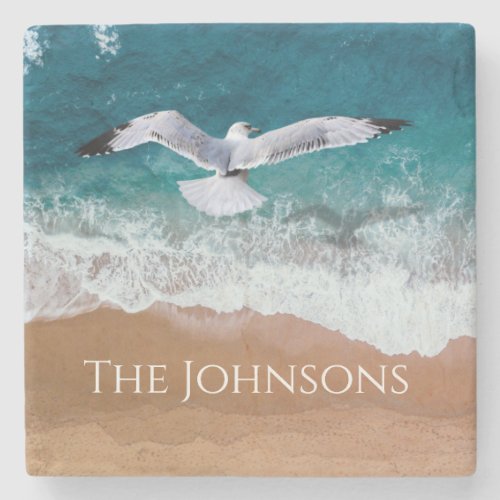 Seagull over the Sea Shore Stone Coaster