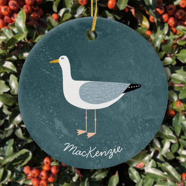 Seagull Personalized Ceramic Ornament (Fun seagull personalized ceramic ornament)