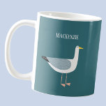 Seagull Personalized Coffee Mug<br><div class="desc">A cheeky seagull standing by the deep green ocean. Perfect for those who love sassy birds and the coast. Personalise this design by changing or removing the name.  Original art by Nic Squirrell.</div>