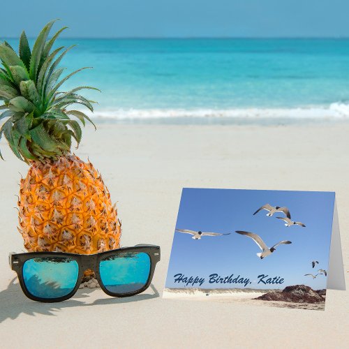 Seagull Photography Beautiful Beach Happy Birthday Card