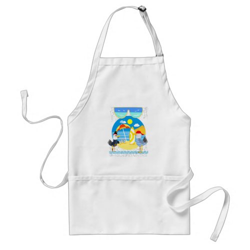Seagull Pirate on the beach with Umbrella  Adult Apron