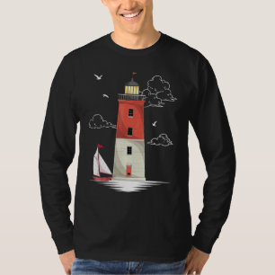 Seagull Sailing Nautical Sailboat Ocean Fog Sea Li T-Shirt