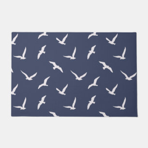 Seagull silhouettes navy blue doormat