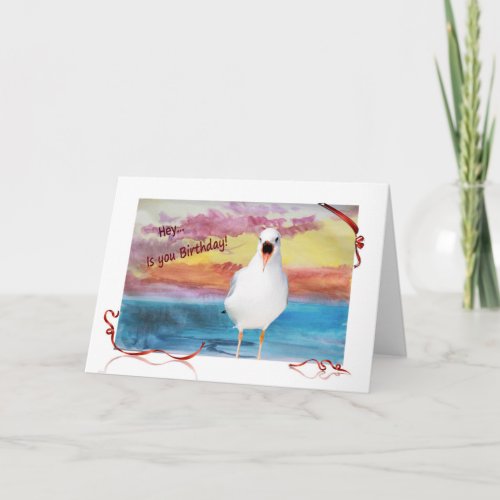 seagull sing Happy Birthday Card