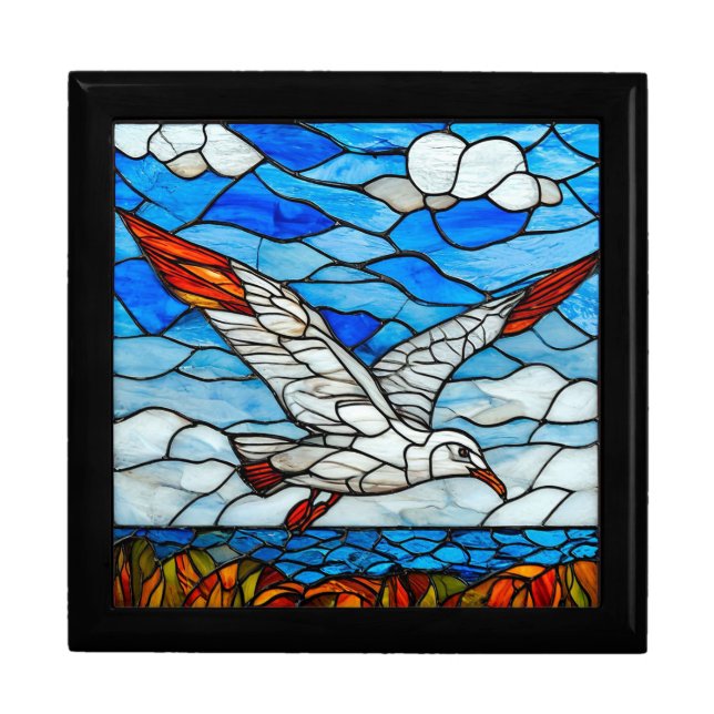 Seagull Stained Glass Gift For Ocean Lovers Box (Front)